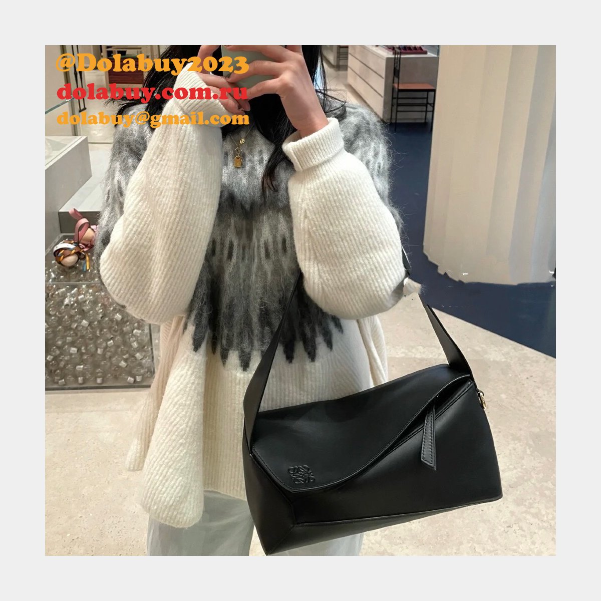 Shop Loewe Replica Puzzle Leather Hobo Top Quality Bag