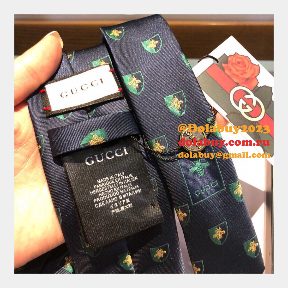 G*u*i silk tie jacquard crafts insect pattern