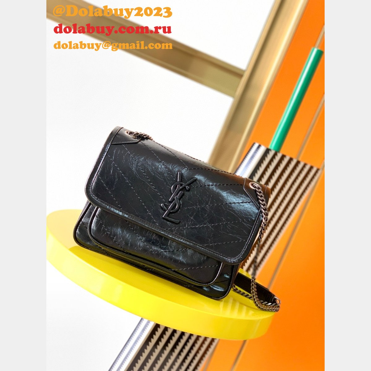 YSL Replica Niki 22cm crinkled vintage leather 533037