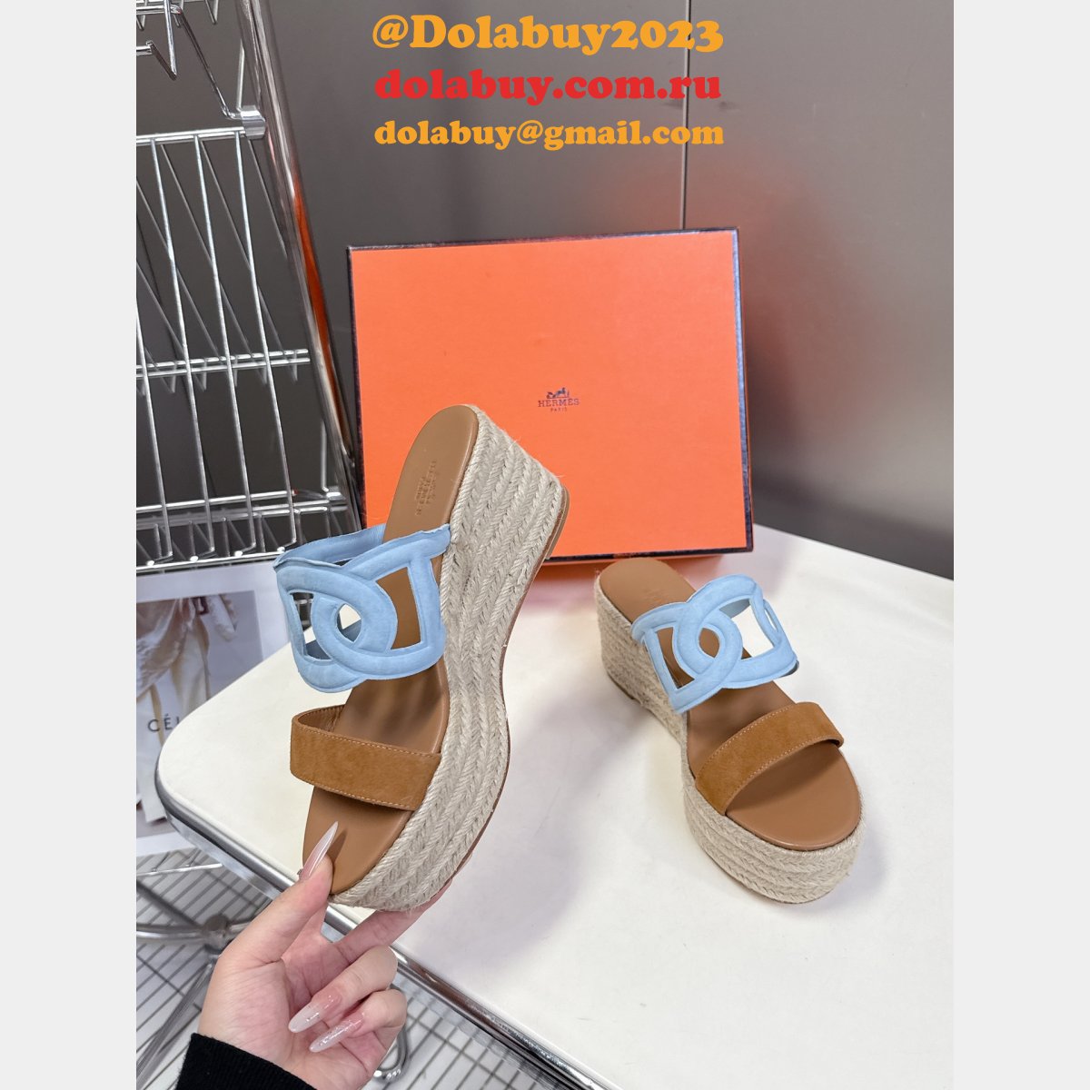 Inspired Hermes Wedge High Heel Sandals