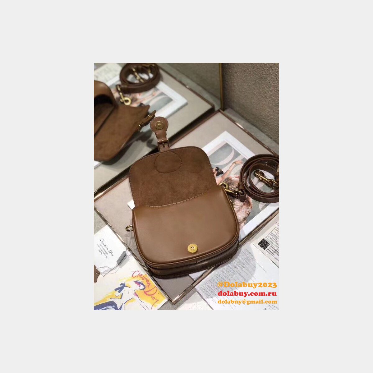 Best 2020 Christian dior bobby CD logo Obligue Brown bag