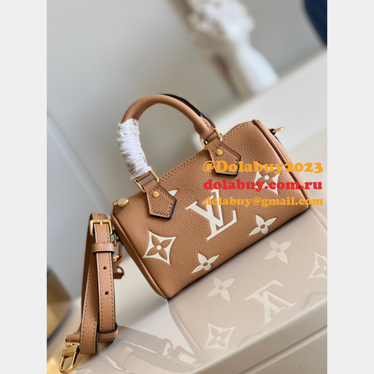 Louis Vuitton M81456 Nano Speedy Bicolor Monogram Empreinte Leather