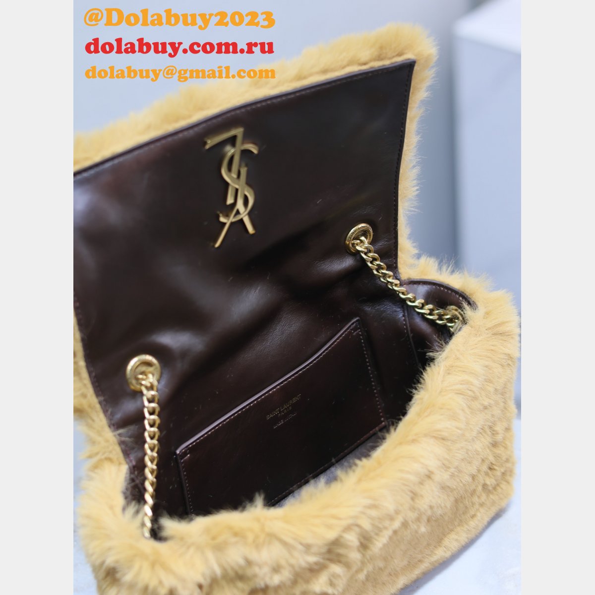 YSL KATE DOUBLE BREAD SUEDE & RABBIT FUR small 22CM BAG