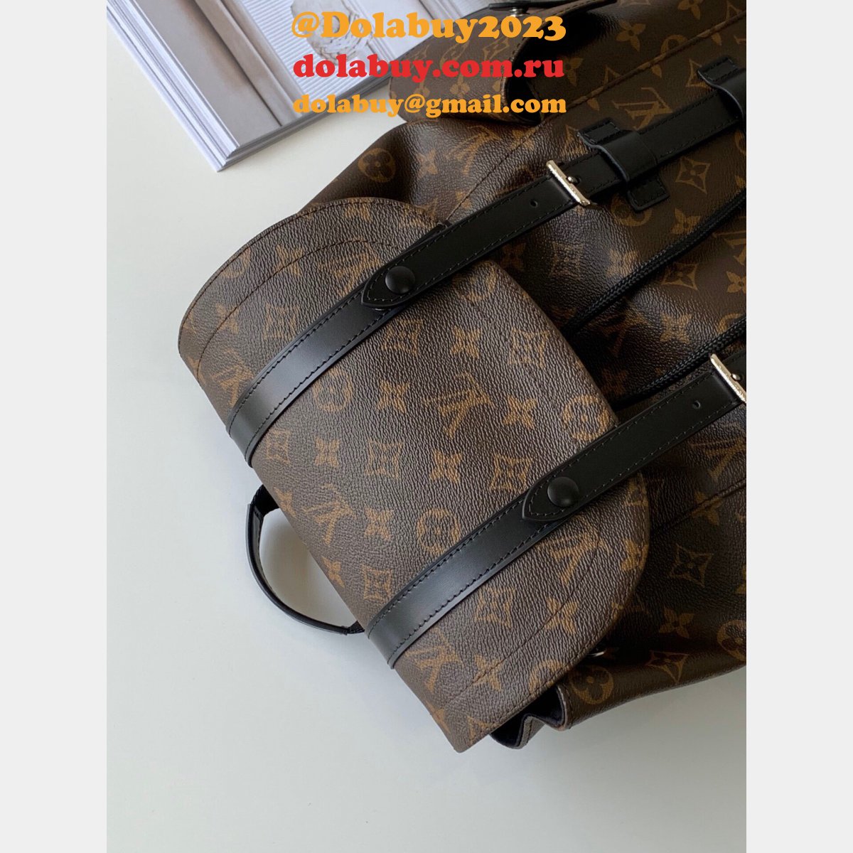 Louis Vuitton M43735 Christopher PM Monogram Macassar Canvas in Brown