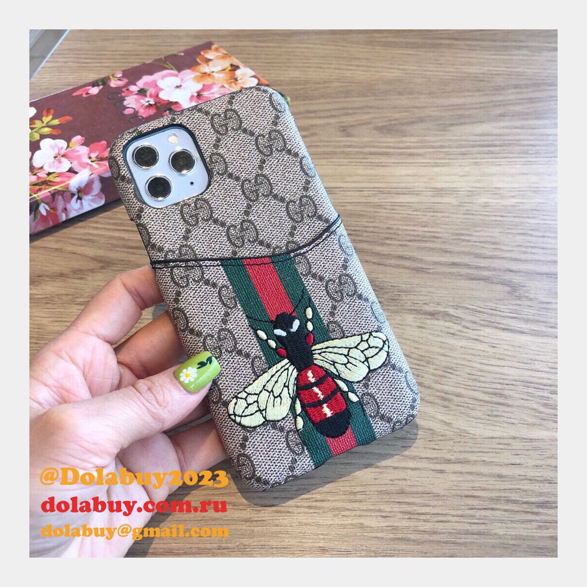High Quality Gucci iPhone Leather Wallet Cases