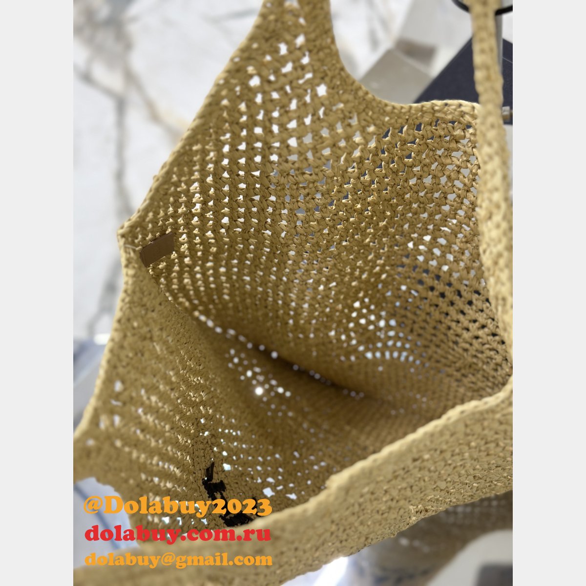 Duplicate prada raffia woven tote bag large 1BG424