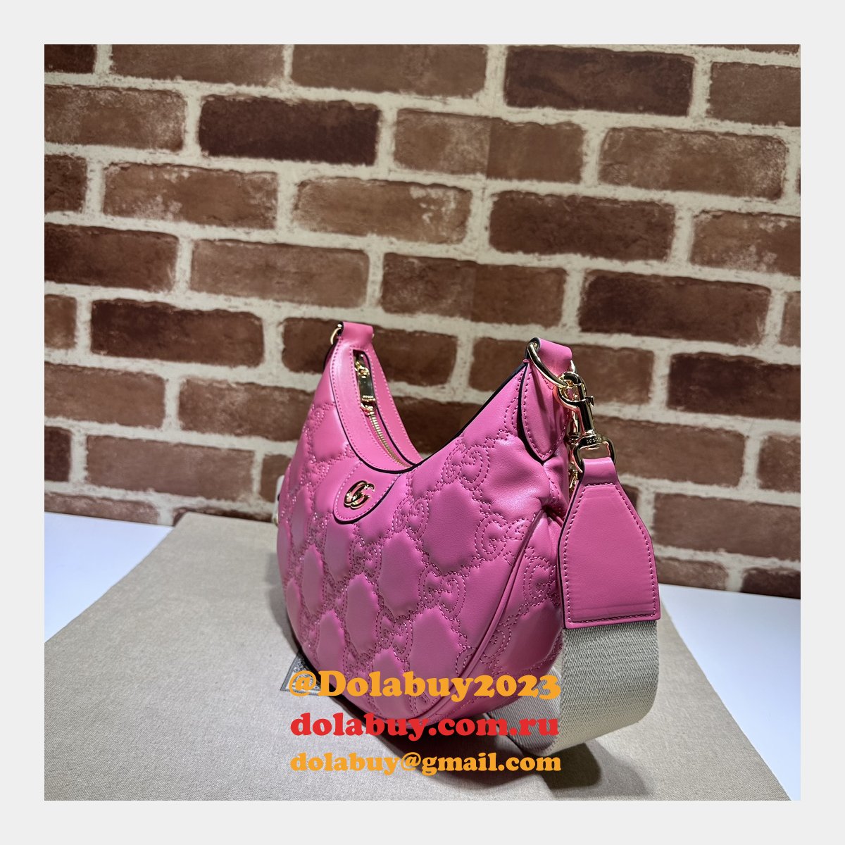 G*u*i replica 739709 gg matelassé duplicate shoulder pink bag