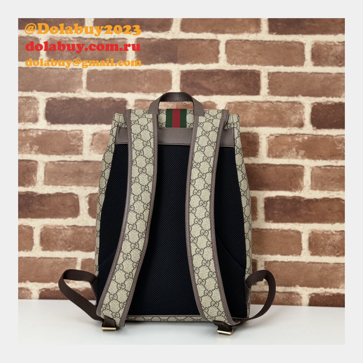 Men Gucci 792114 Ophidia Small GG Backpack Ebony Supreme Copy Bag