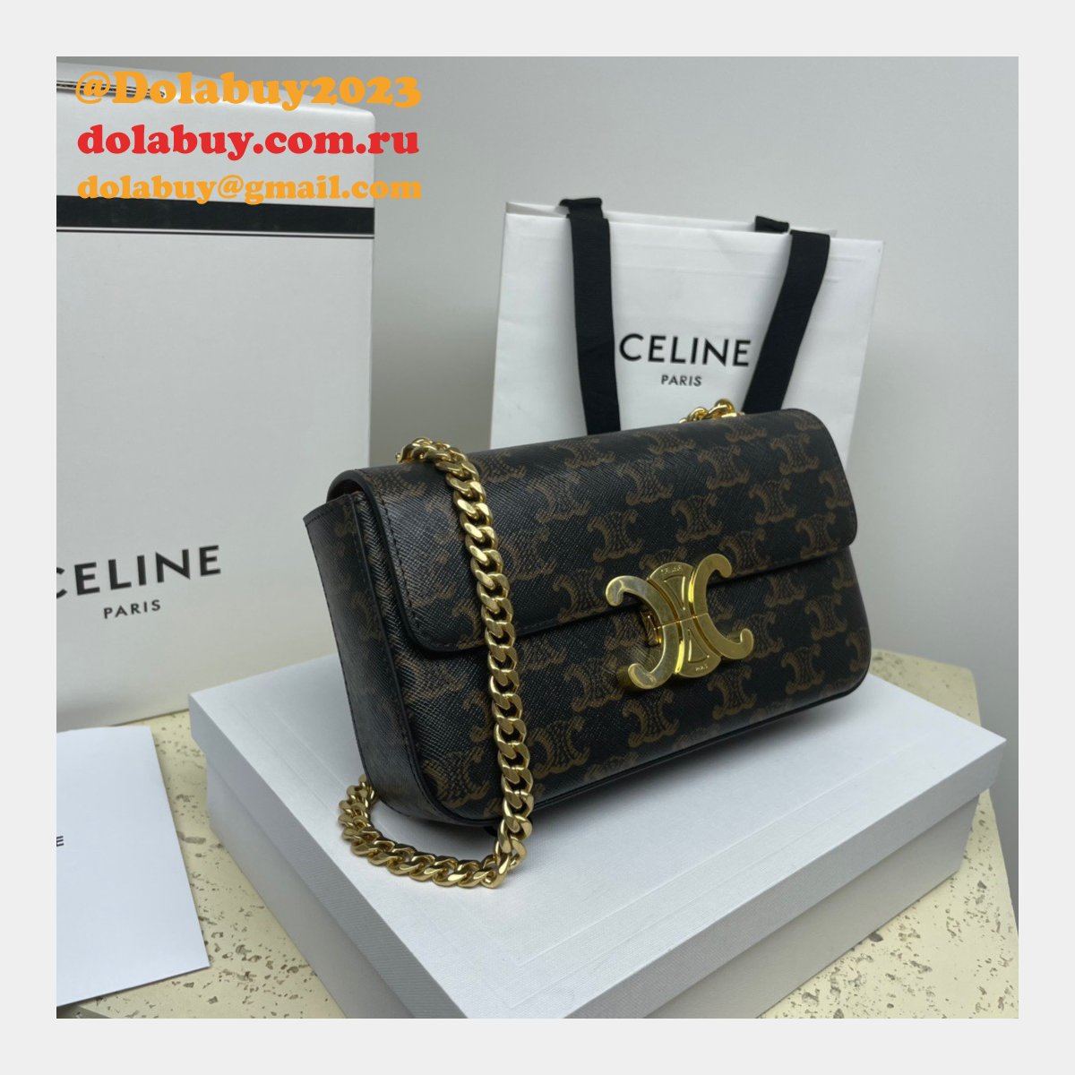 REPLICA CELINE RIOMPHE 20.5CM chain bag