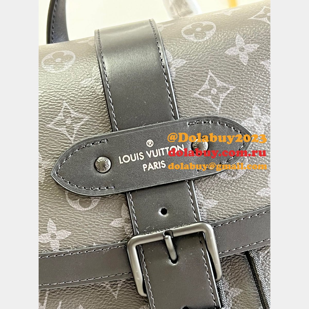 Wholesale Louis Vuitton 1:1 Replica m45913 Saumur Backpack Monogram Eclipse Canvas