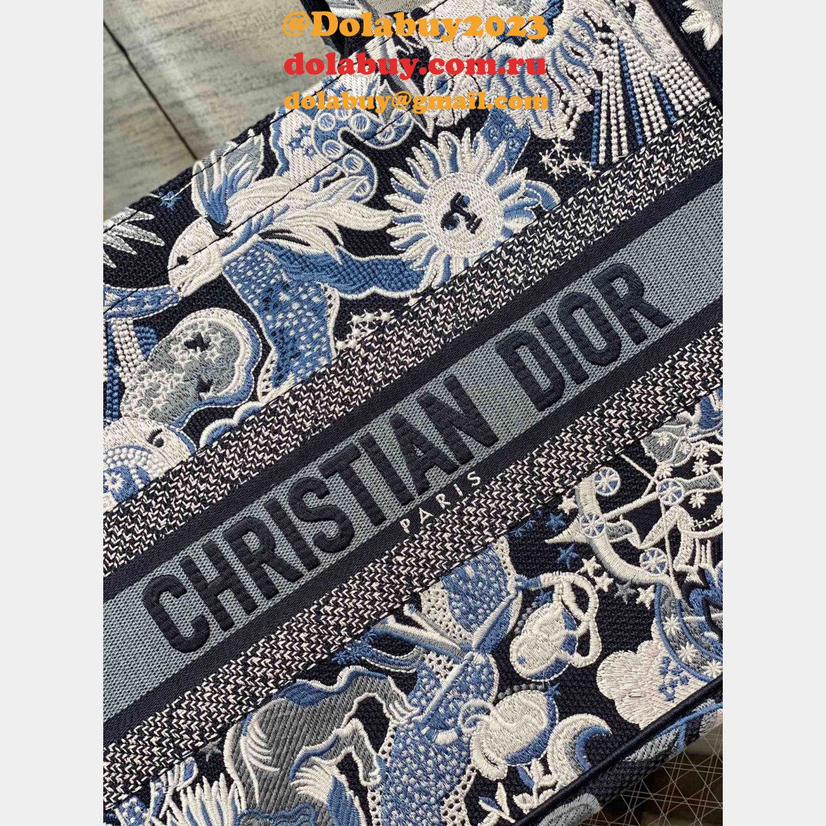 First Top Leather Fake Dior Designer CD Book Tote 36/41.5CM Bag