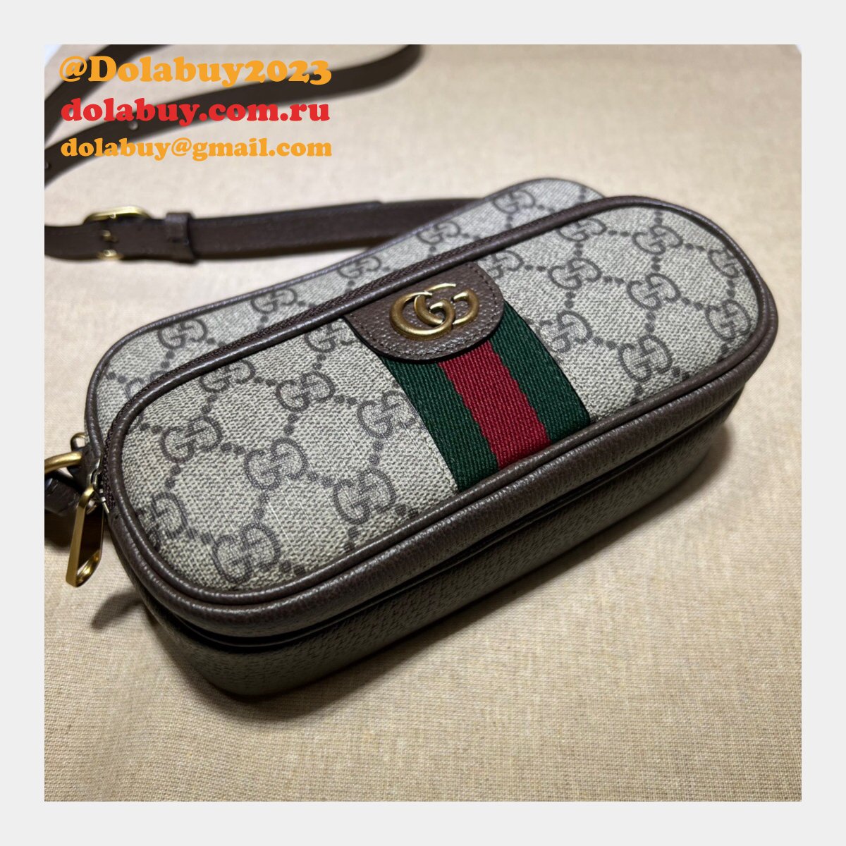 brown/blue G*u*i replica ophidia gg 722557 bag