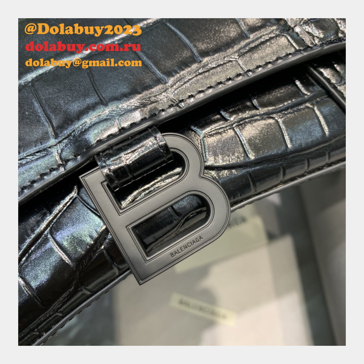 Balenciaga Replica Hourglass Small Top Handle Bag Black