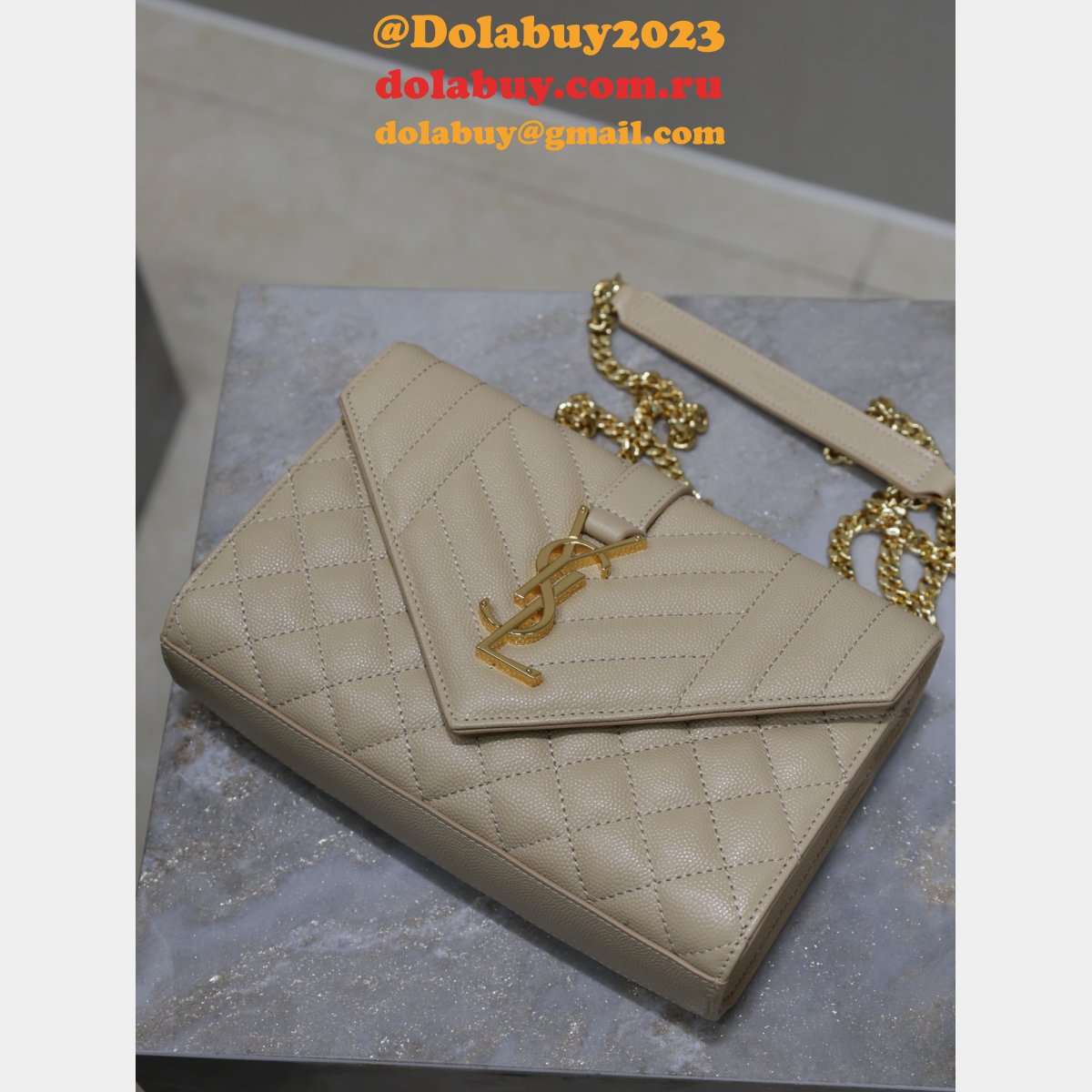 Top Quality Yves Saint Laurent Caviar Leather Envelope Bag