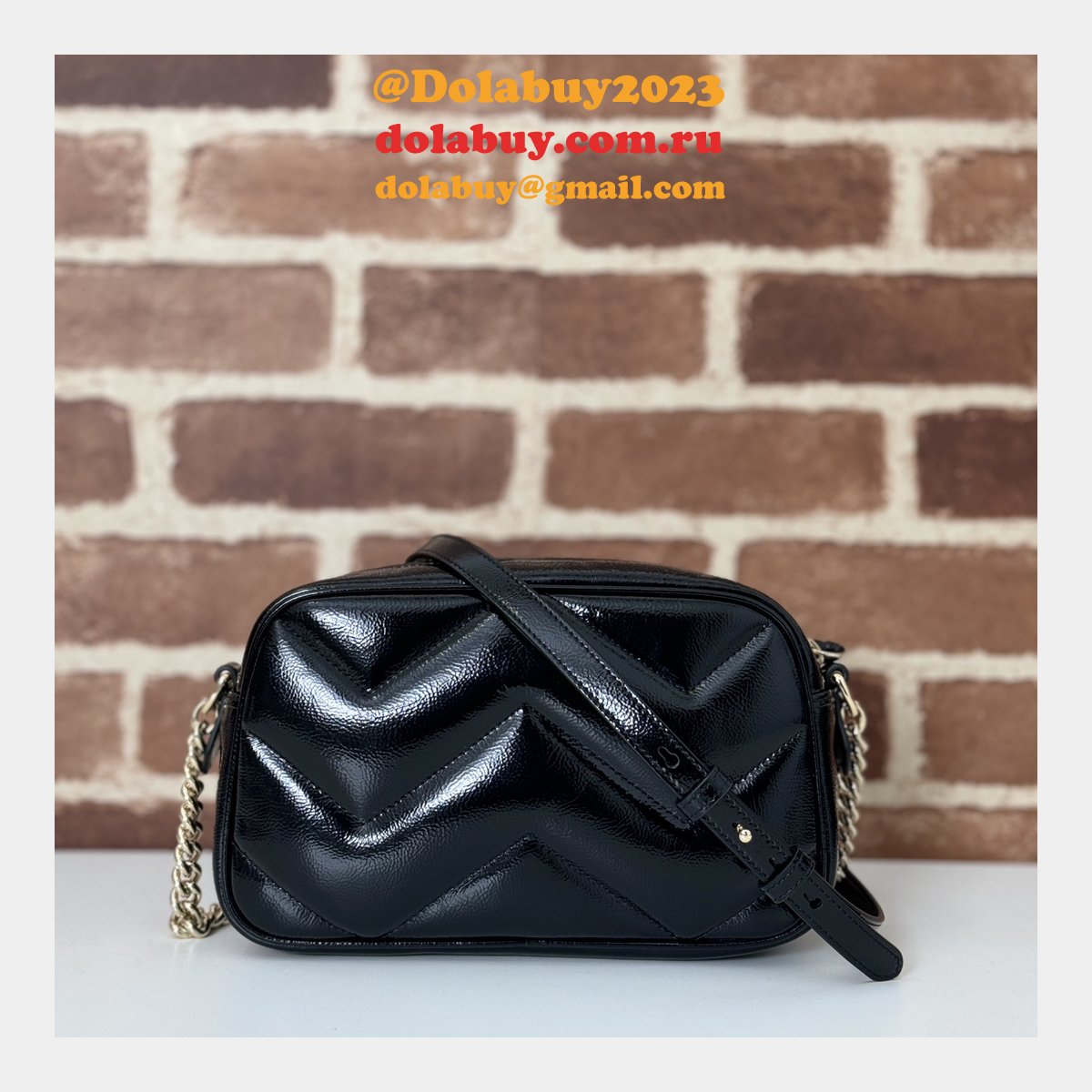 GG Marmont Gucci Duplicate Small Shoulder 802448 Black Bag