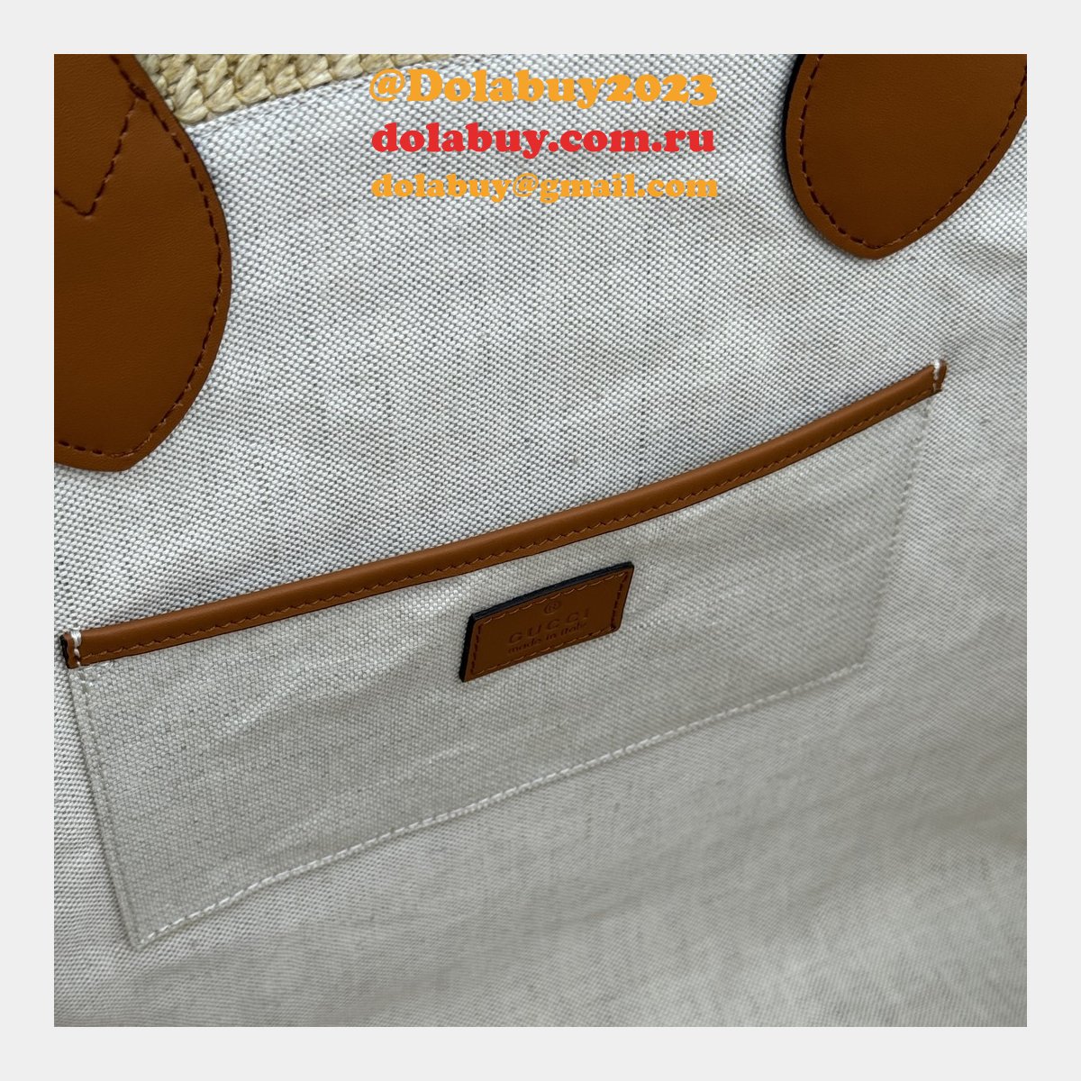 Gucci Duplicate Straw-effect Tote 779666 Beige Fabric Bag
