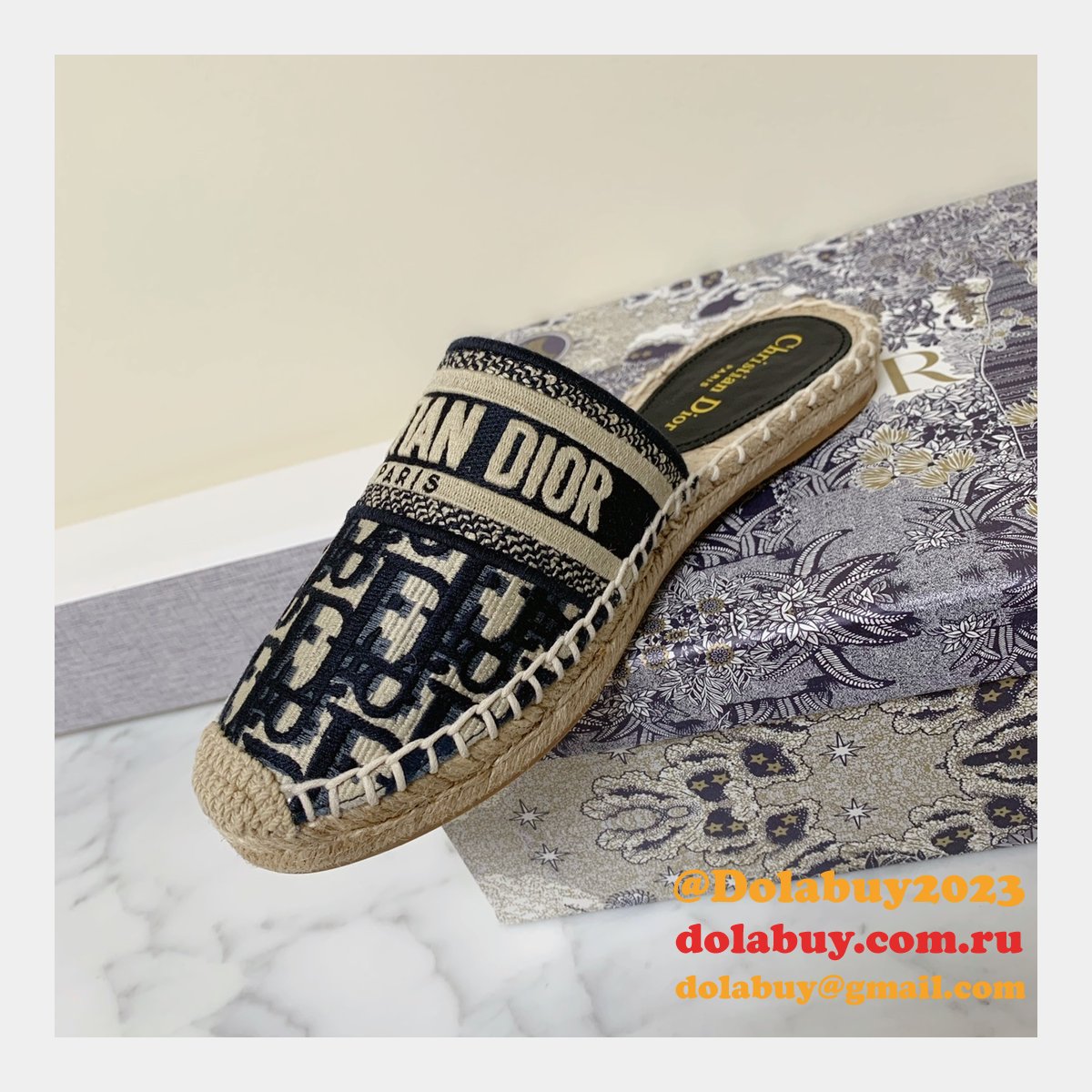 Best Quality 1:1 Mirror Dior Embroidered Fisherman Shoes