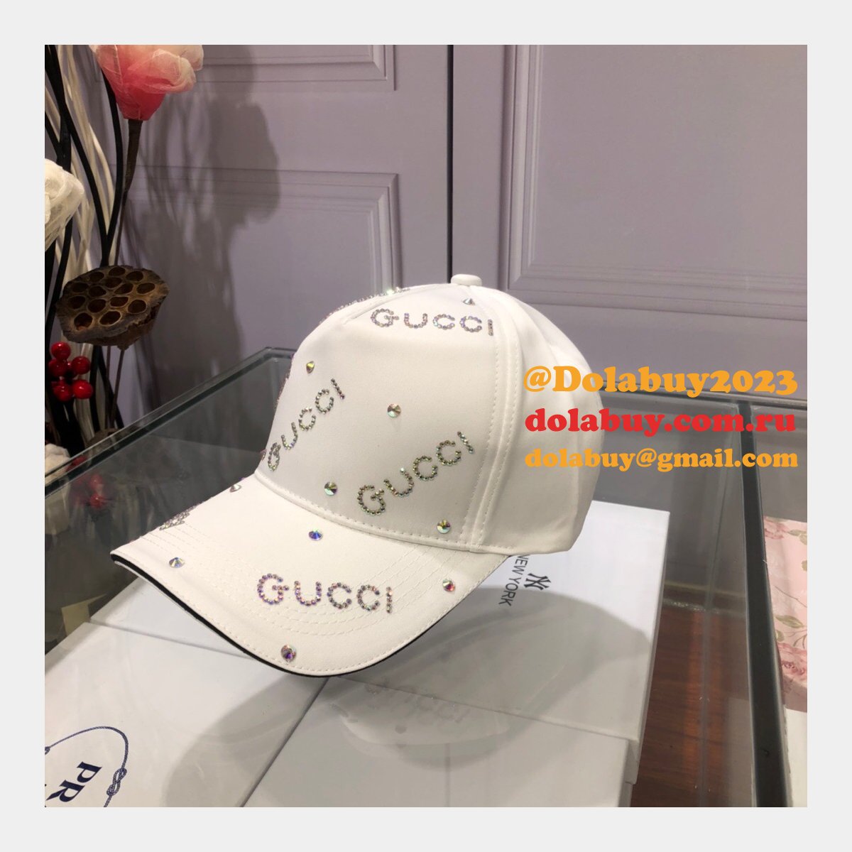 Fashion Gucci with diamond logo Baseball cap