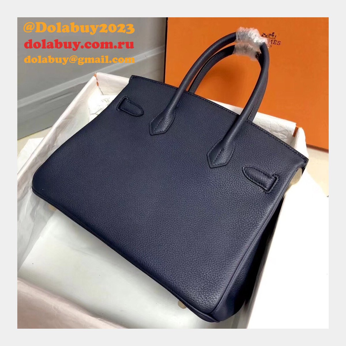 Hermes Birkin 35cm Togo leather Handbags Dark Blue