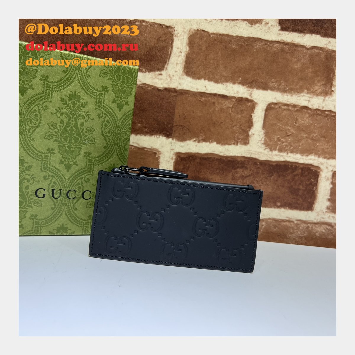 GG Replcia Gucci 771314/771315/780403 Rubber-effect Zip Card Case Wallet