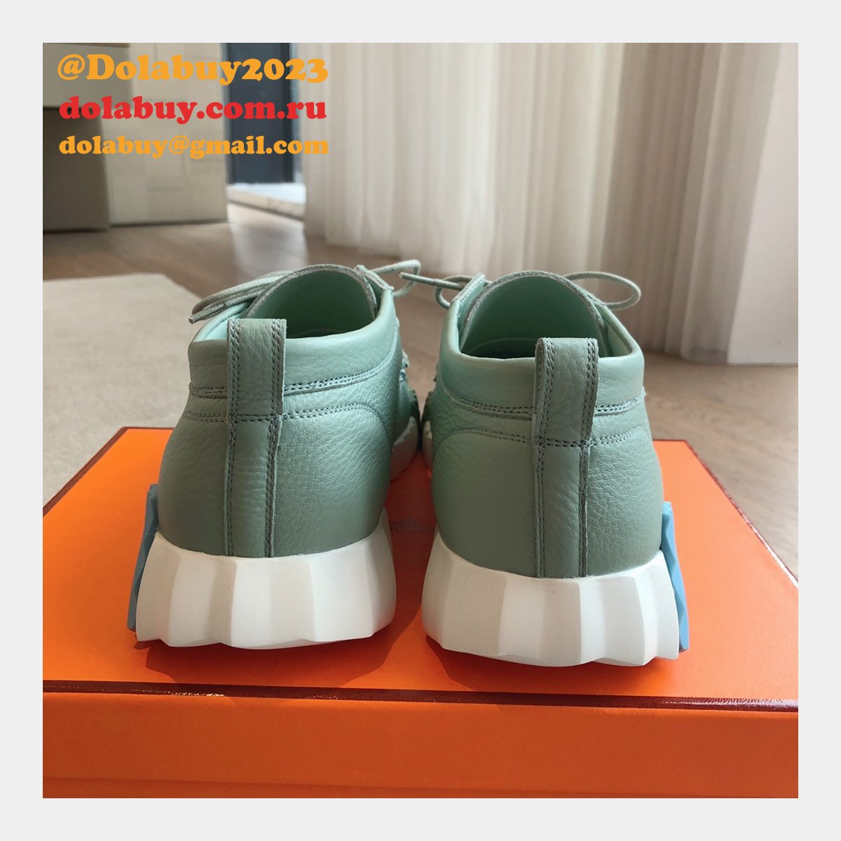 Top Quality hermes men Bouncing leather sneaker
