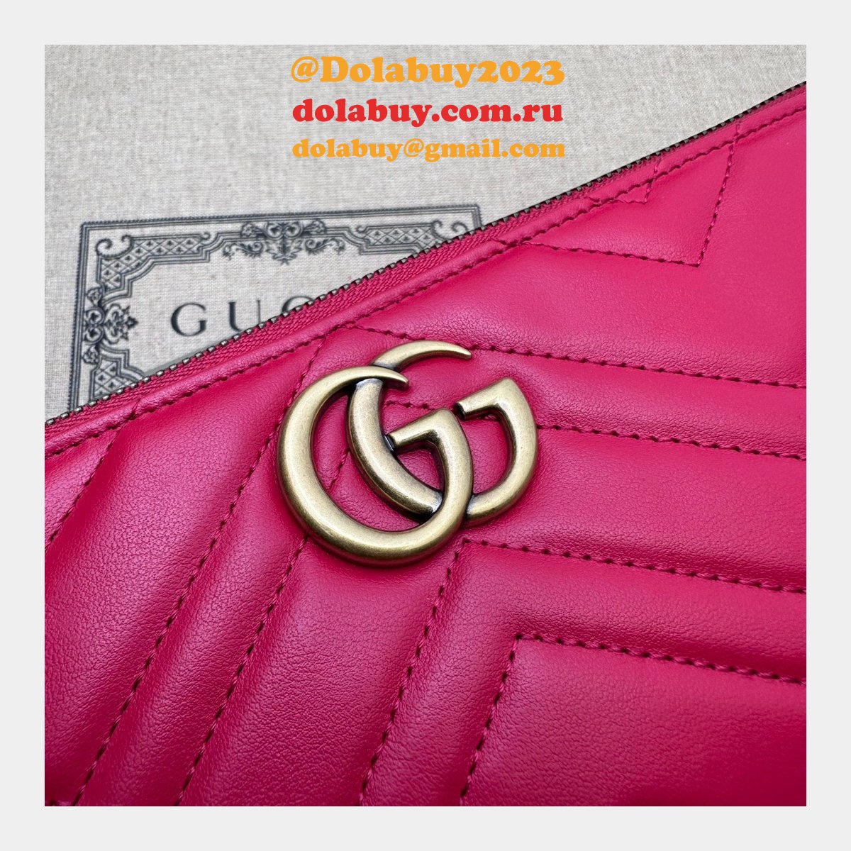 G*u*i 1:1 mirror gg marmont 739166 shoulder red fake bag