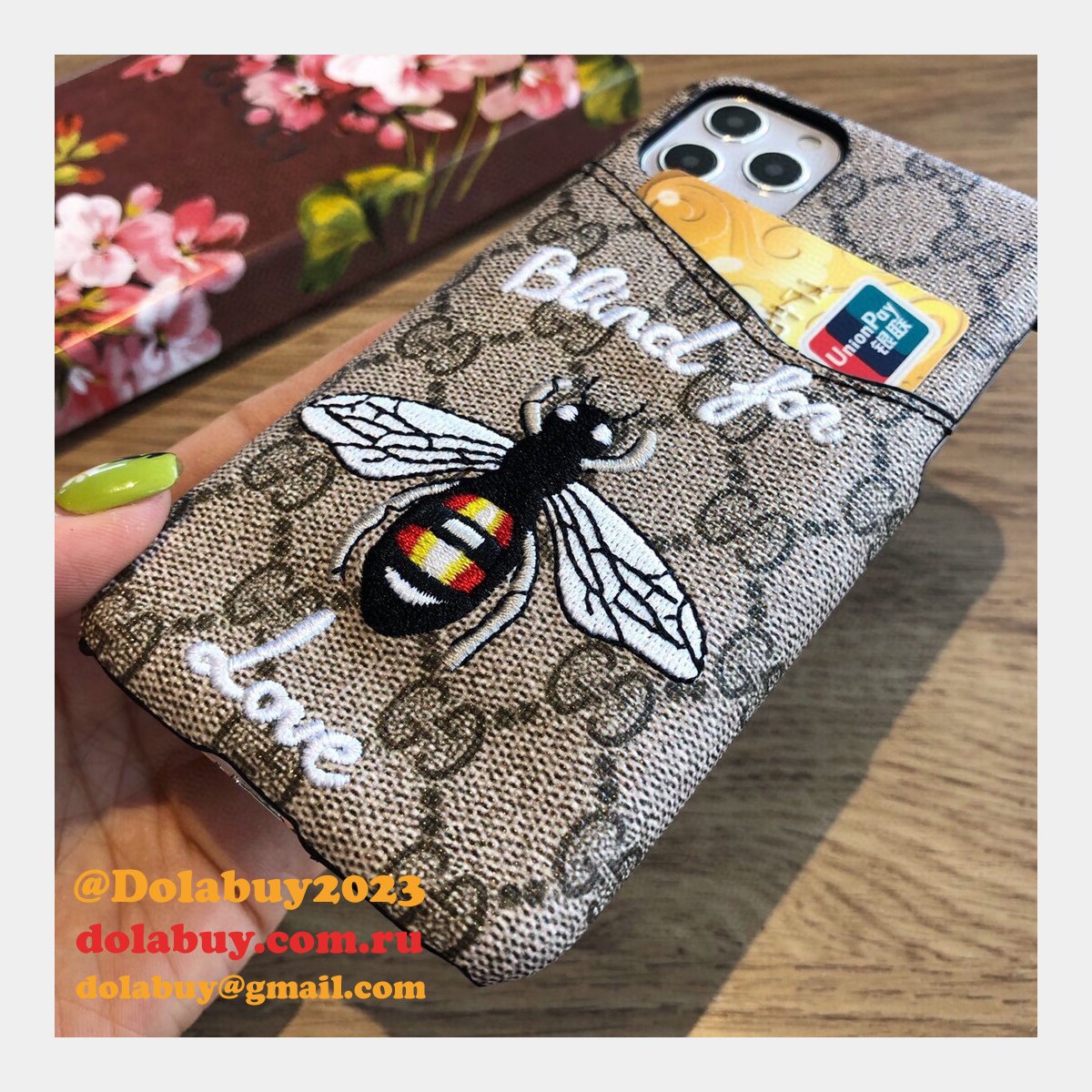 High Quality Gucci iPhone Leather Wallet Cases