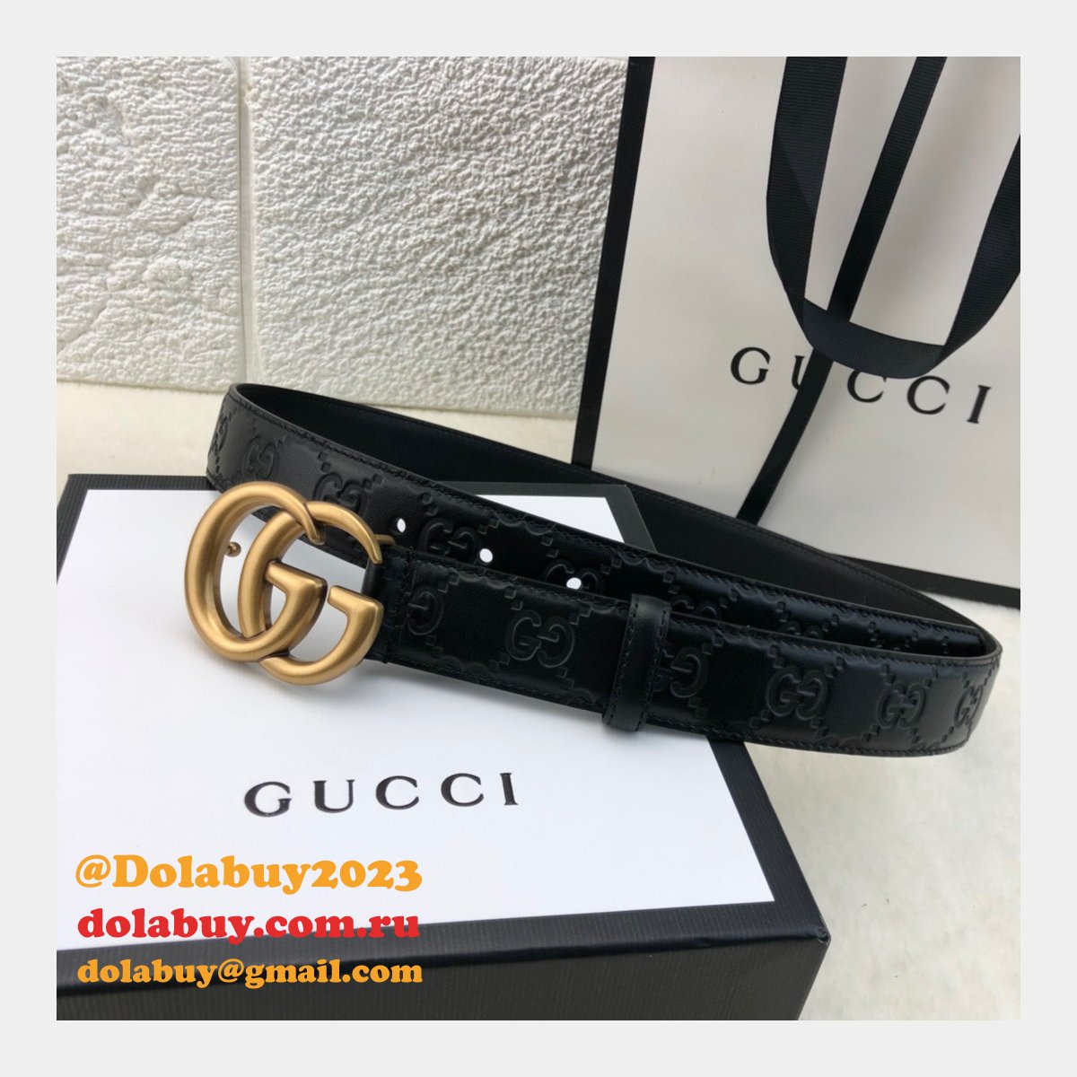 Copy Gucci Perfect Leather 7 Star 3.0cm Belts Black
