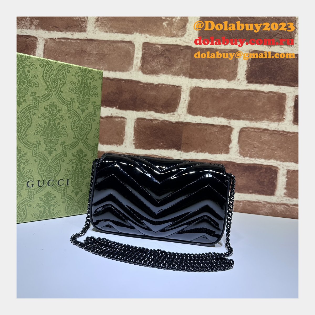 high quality gg marmont super replica G*u*i 476433 black bag