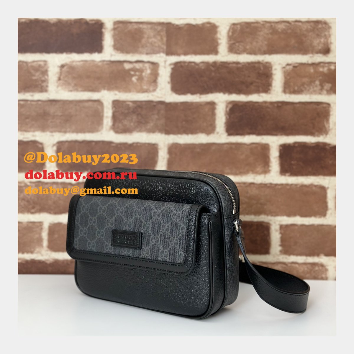 Men Gucci Replicas 795464 Small GG Crossbody 795464 Black Bag