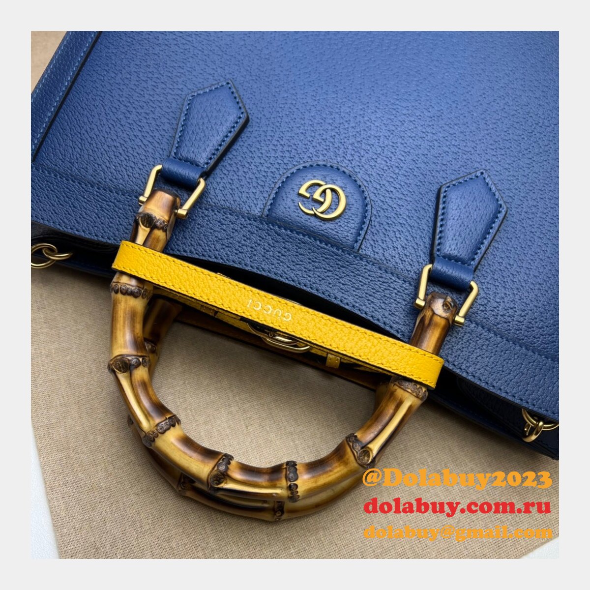 Cheap Gucci Diana tote bag 678842 blue/black leather from china