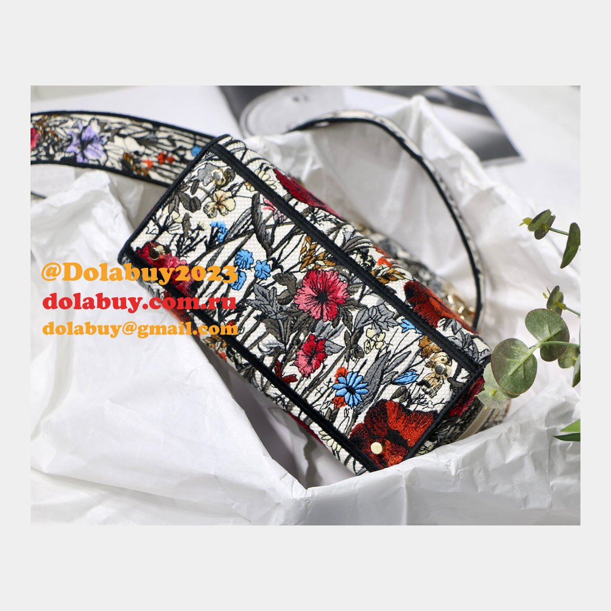 Lady D-Lite Bag Multicolor Lady Dior 24cm Replica Paisley Embroidery
