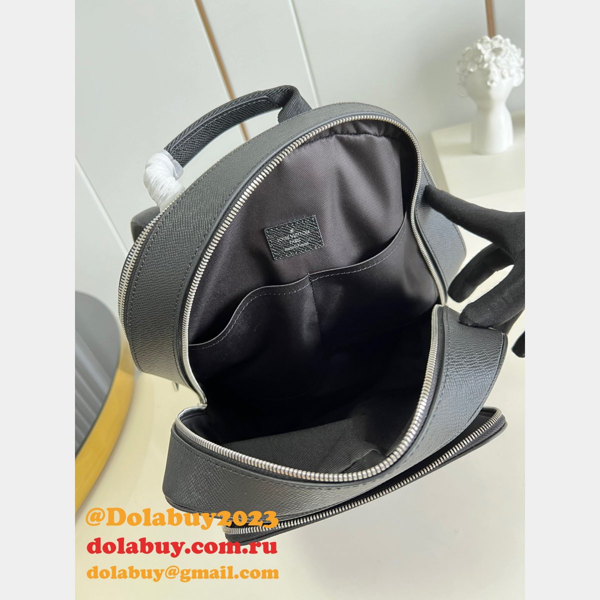 Copycat Louis Vuitton Adrian Backpack Taiga Leather Men M30857 Bag