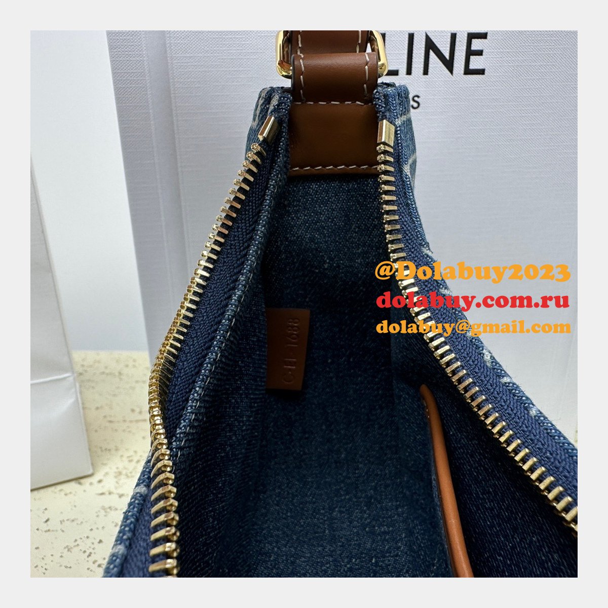 Celine Designer 1:1 Mirror Ava Denim 193952 Fake Bag