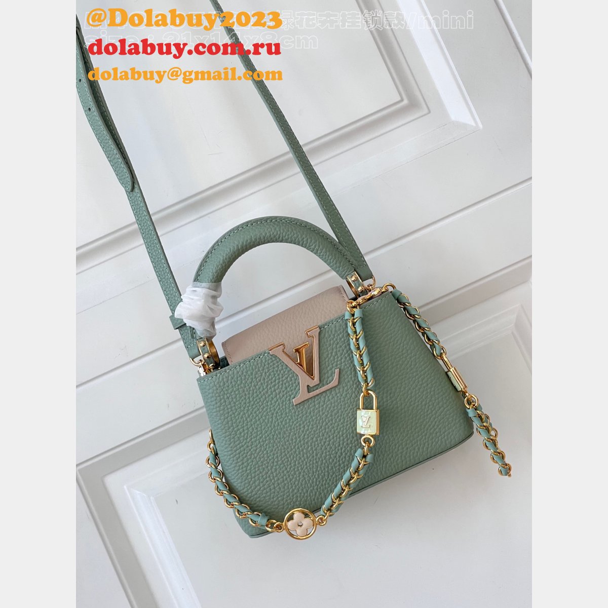 Louis Vuitton Replica Capucines Python Handle M48865 Avocado Green Bag
