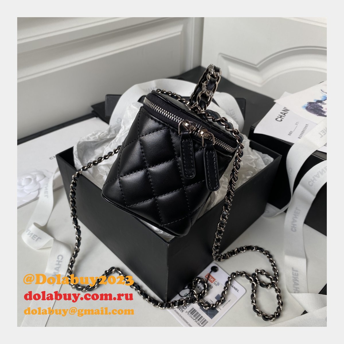 Designer Replica Clutch AP3593 Chain Shiny Crumpled First Highest Bag