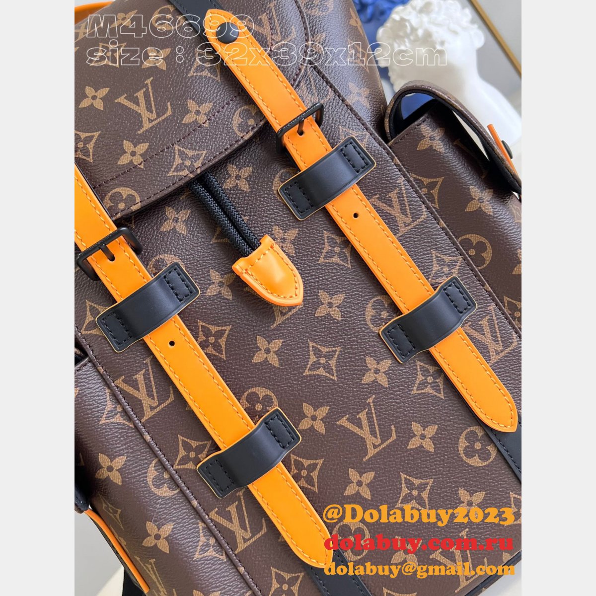 Christopher M46699 Monogram Macassar Canvas Fake Louis Vuitton Bag
