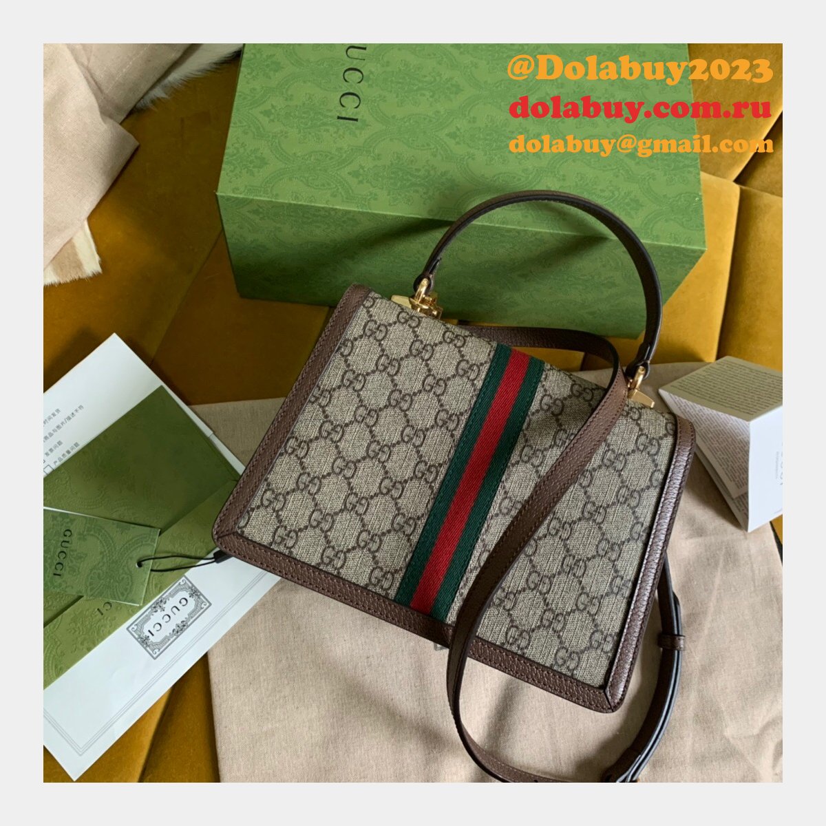 replica G*u*i ophidia 651055 top handle bag with web