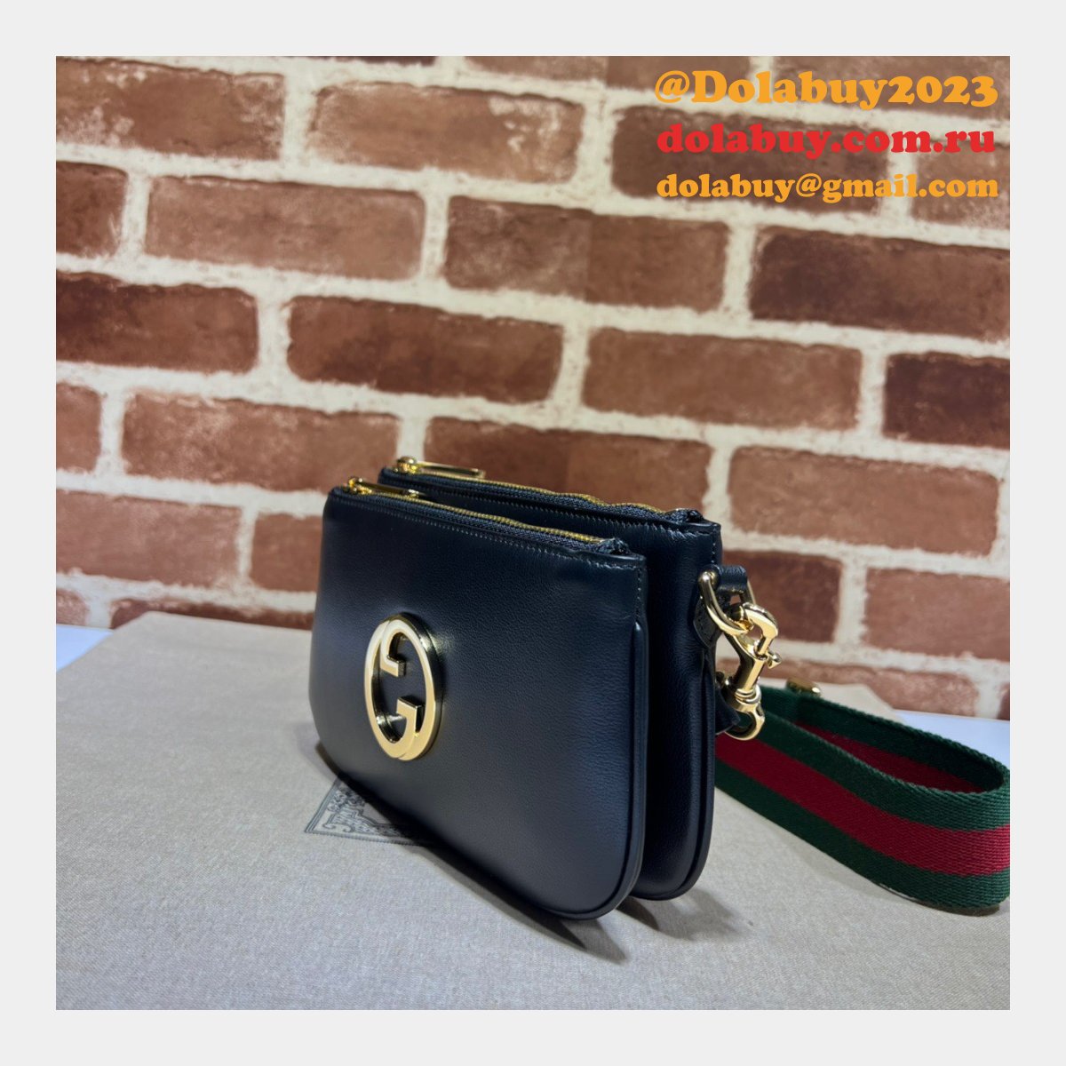 G*u*i 724599 blondie 1:1 mirror black 7 star bag