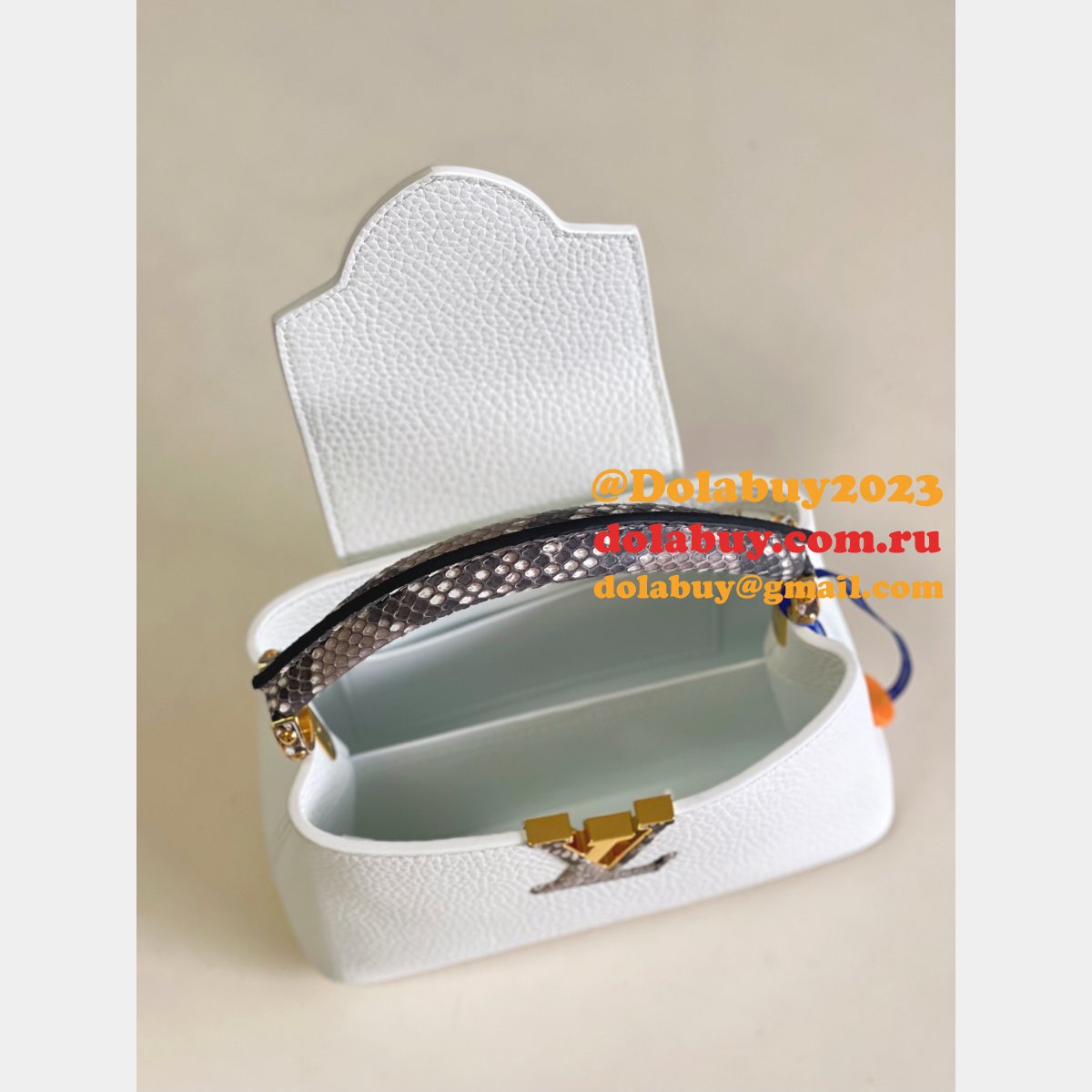 Louis Vuitton AAA Replica Designer Capucines Mini White M97980/M55921 Bag