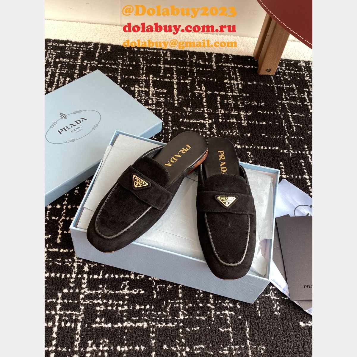 2025 Top Quality Prada Suede Slippers
