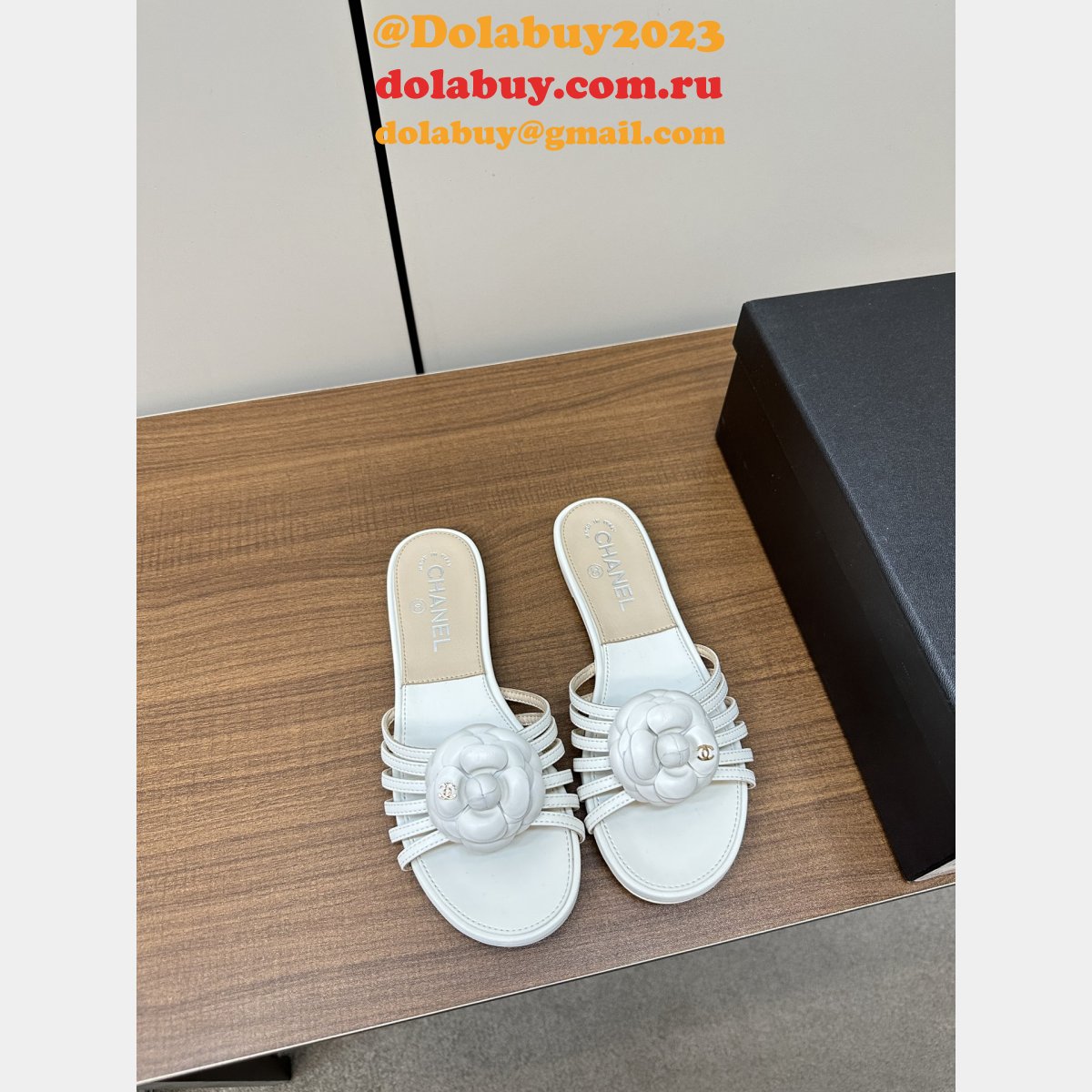 Perfect Pre-owned High End Replica Camellia Slide Flat Sandals Shoes