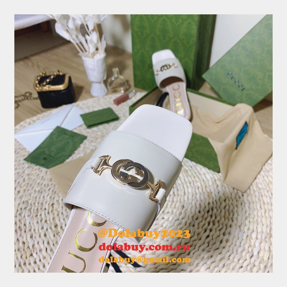 7 star replica G*u*i 2021 slippers white/black series gg shoes