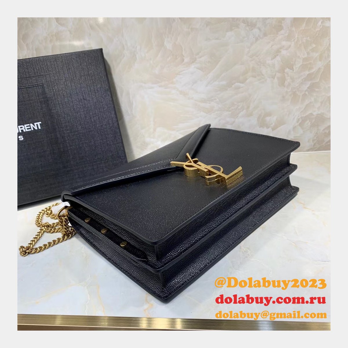 YSL Replica New Cassandra 532750 Caviar Envelope Bag