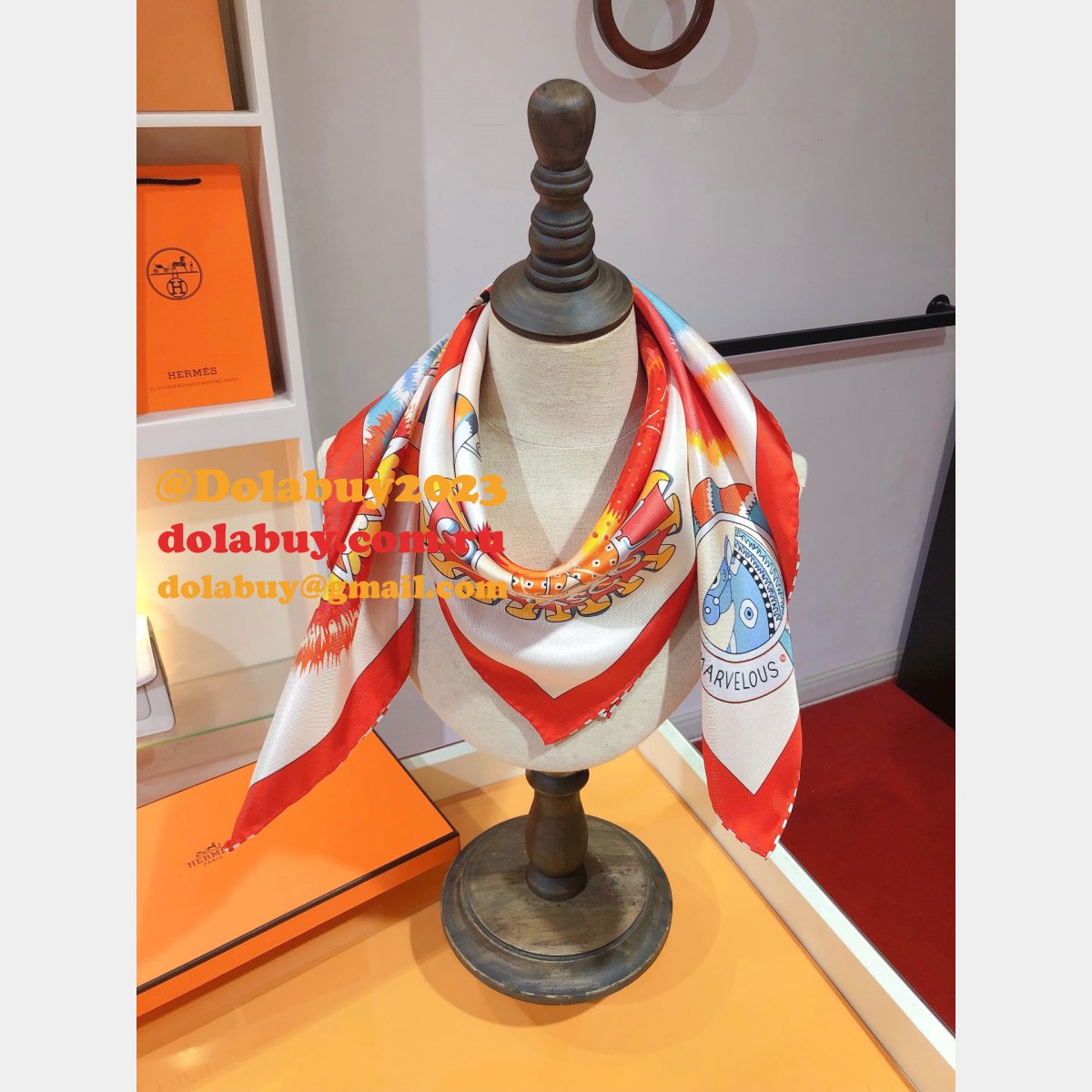 Designer Fake hermes twill silk scarf