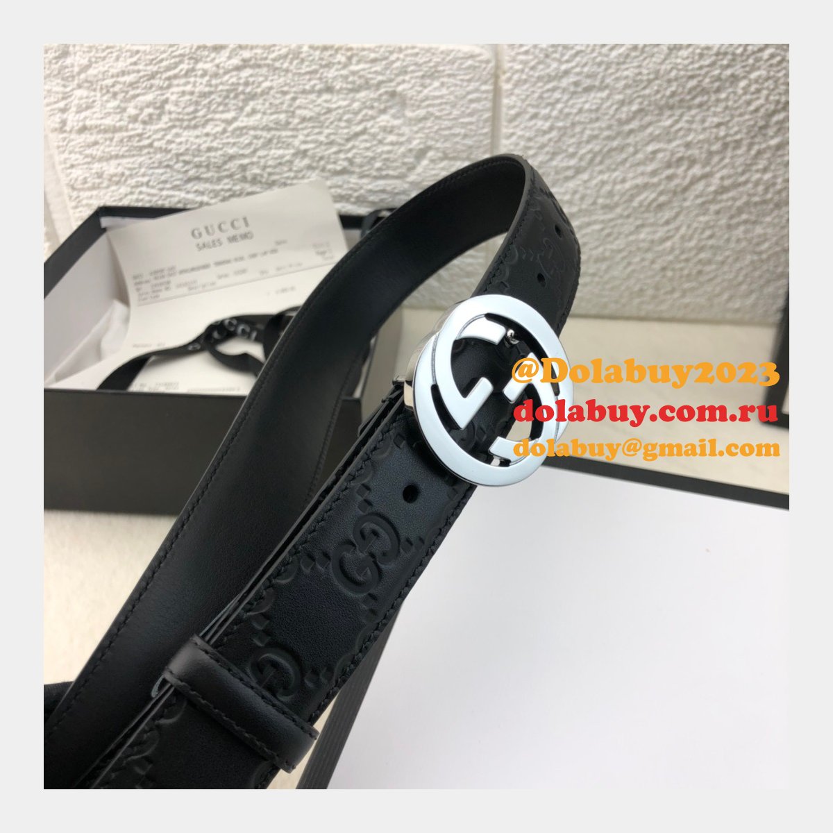Copy Gucci Perfect Leather 7 Star 3.0cm Belts Black