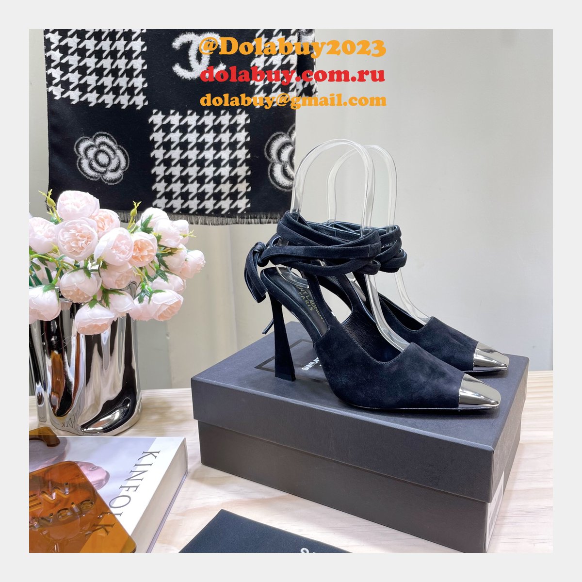 SAINT LAURENT HIGH HEEL 2023 BLACK/CAMEL