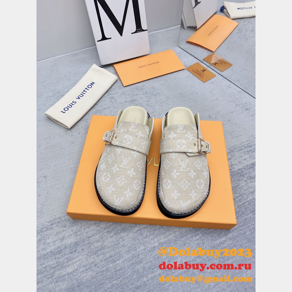 Outlet Replica Louis Vuitton Baotou Drag men Shoes Dolabuy