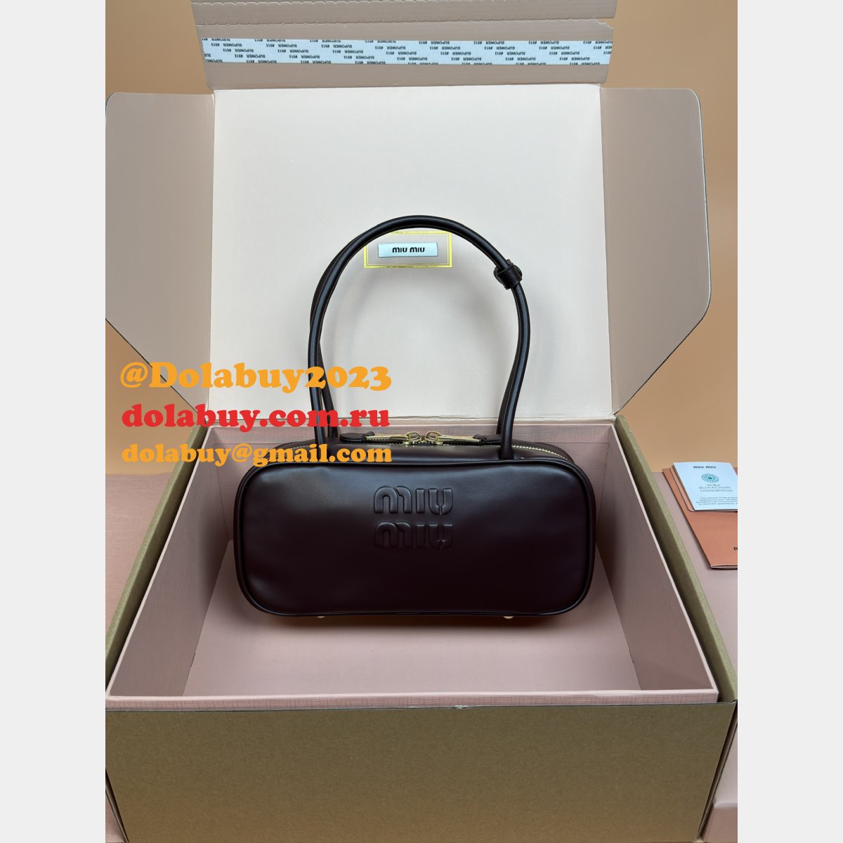 AAA+ Fashion MIU MIU 5BB173 Leather Beau Bag