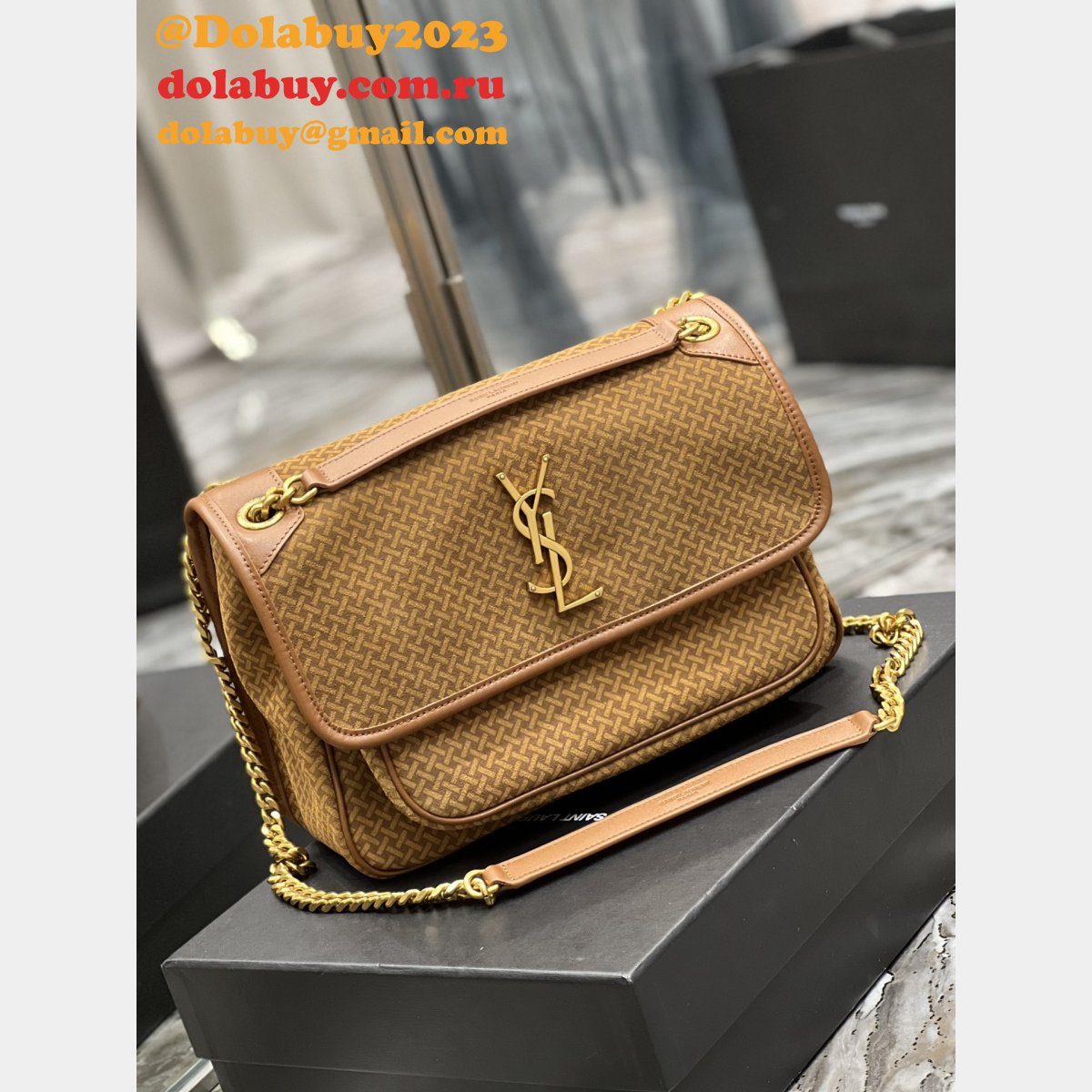 Saint Laurent 633158 Replica Designer NIKI Crinkled Vintage Leather